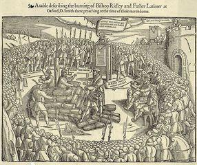Ridley and Latimer Burned at the Stake in Oxford. Public Domain