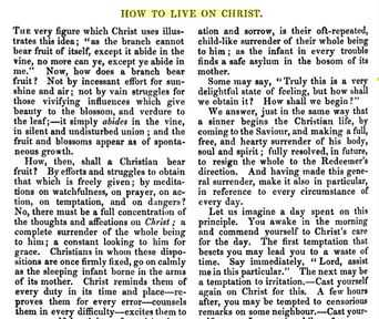 In the Christian Witness, the "How To Live On Christ" title is used.